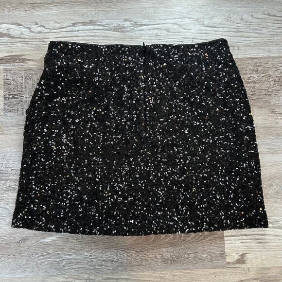 House of Harlow 1960 Black Sequin Mini Skirt Sparkle Lined Glam Y2K M - Picture 4 of 8